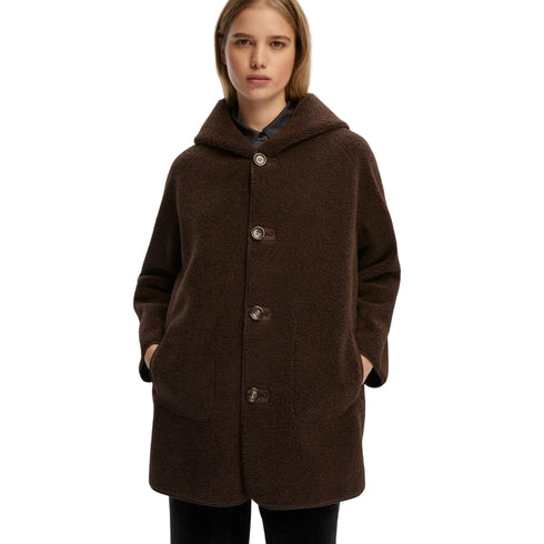 Cappottino Donna Gavetta Reversibile con Cappuccio e Bottoni